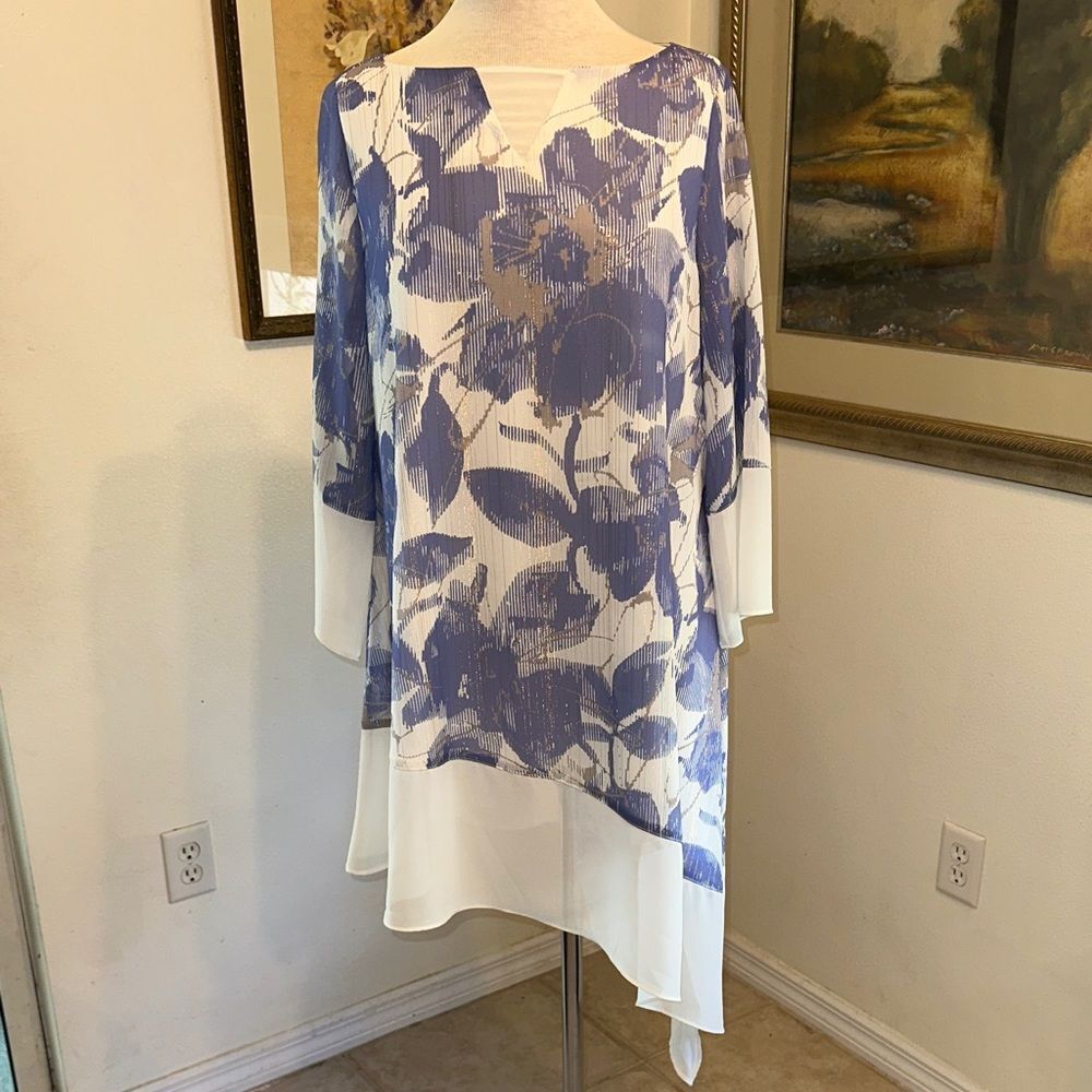 IC by Connie K Floral Lavender/White Women's Tunic/Dress Size Medium